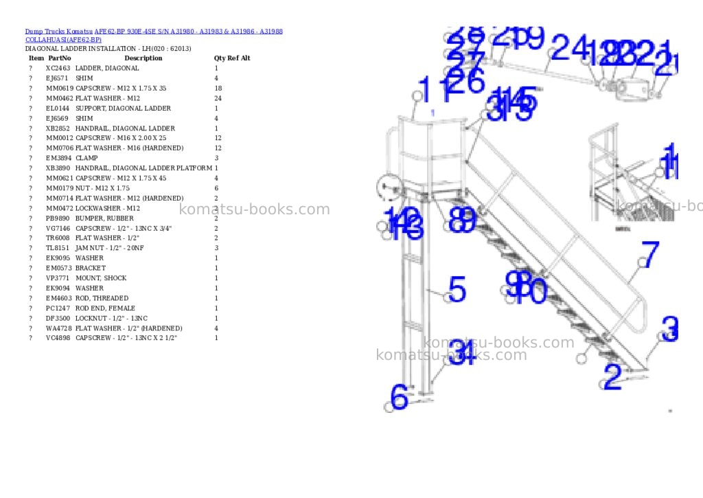 Komatsu afe62-bp 930e-4se s/n a31980 - a31983 & a31986 - a31988 collahuasi Parts catalog cover Page 10 Komatsu afe62-bp 930e-4se s/n a31980 - a31983 & a31986 - a31988 collahuasi Parts catalog cover Page 10