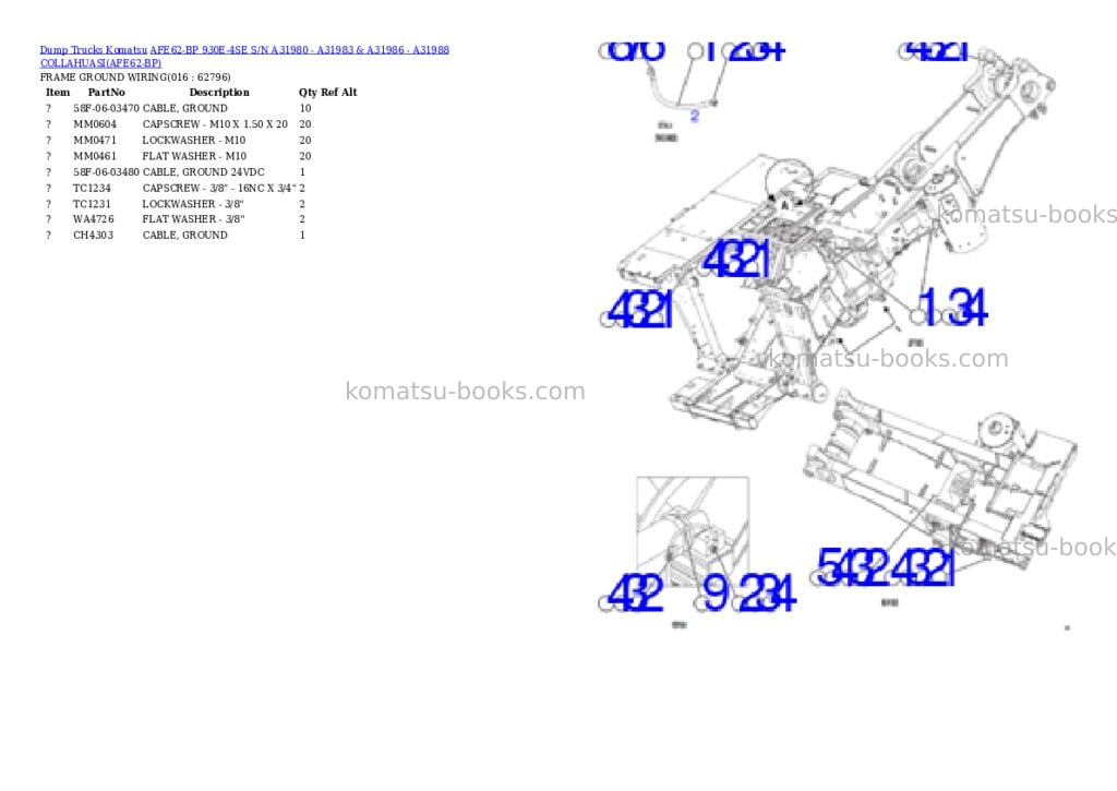 Komatsu afe62-bp 930e-4se s/n a31980 - a31983 & a31986 - a31988 collahuasi Parts catalog cover Page 8 Komatsu afe62-bp 930e-4se s/n a31980 - a31983 & a31986 - a31988 collahuasi Parts catalog cover Page 8