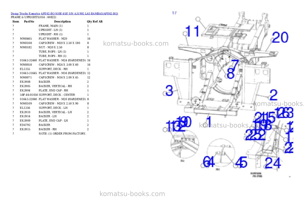 Komatsu afe62-bq 930e-4se s/n a31992 las bambas Parts catalog cover Page 7