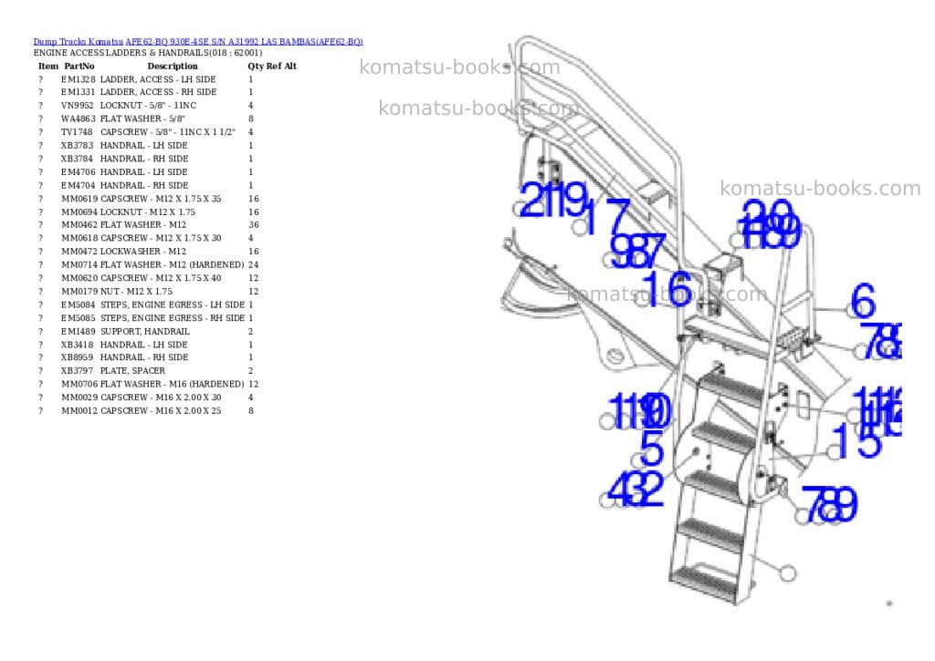 Komatsu afe62-bq 930e-4se s/n a31992 las bambas Parts catalog cover Page 9