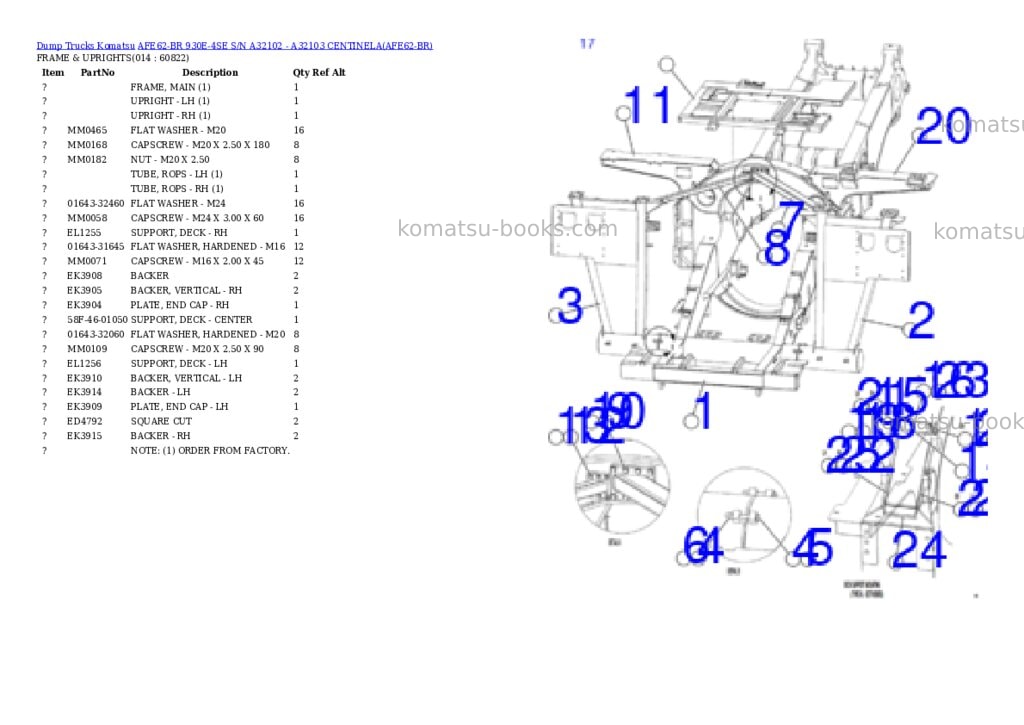 Komatsu AFE62-BR 930E-4SE S/N A32102 - A32103 CENTINELA Parts catalog cover Page 7