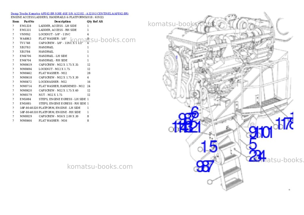 Komatsu AFE62-BR 930E-4SE S/N A32102 - A32103 CENTINELA Parts catalog cover Page 9