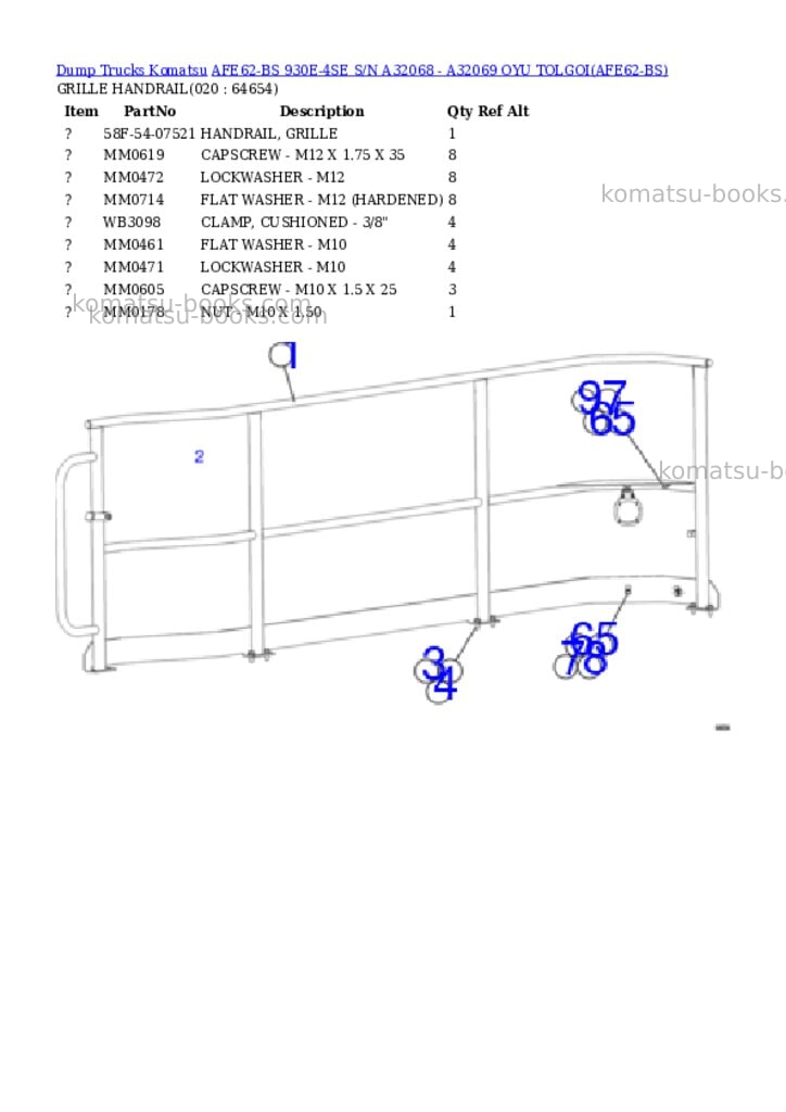 Komatsu afe62-bs 930e-4se s/n a32068 - a32069 oyu tolgoi Parts catalog cover Page 10 Komatsu afe62-bs 930e-4se s/n a32068 - a32069 oyu tolgoi Parts catalog cover Page 10