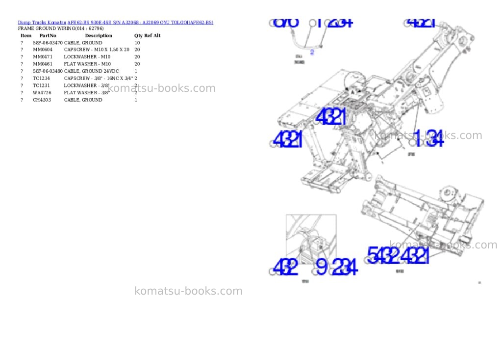 Komatsu afe62-bs 930e-4se s/n a32068 - a32069 oyu tolgoi Parts catalog cover Page 7 Komatsu afe62-bs 930e-4se s/n a32068 - a32069 oyu tolgoi Parts catalog cover Page 7