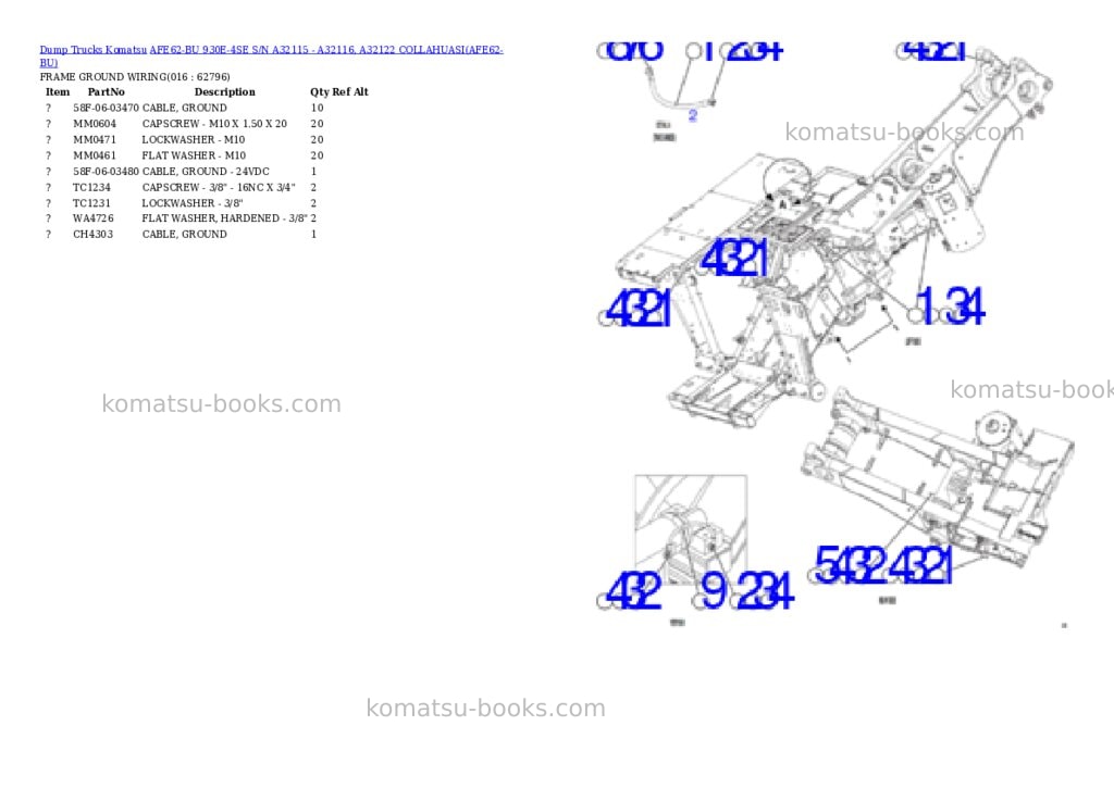Komatsu AFE62-BU 930E-4SE S/N A32115 - A32116, A32122 COLLAHUASI Parts catalog cover Page 8 Komatsu AFE62-BU 930E-4SE S/N A32115 - A32116, A32122 COLLAHUASI Parts catalog cover Page 8