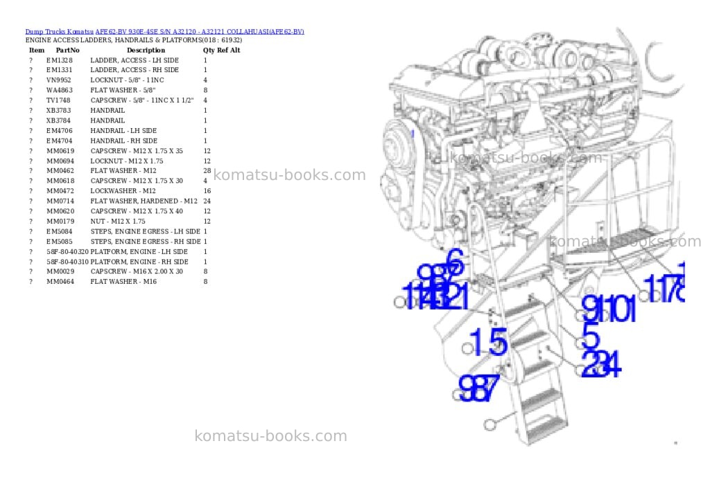 Komatsu AFE62-BV 930E-4SE S/N A32120 - A32121 COLLAHUASI Parts catalog cover Page 9 Komatsu AFE62-BV 930E-4SE S/N A32120 - A32121 COLLAHUASI Parts catalog cover Page 9