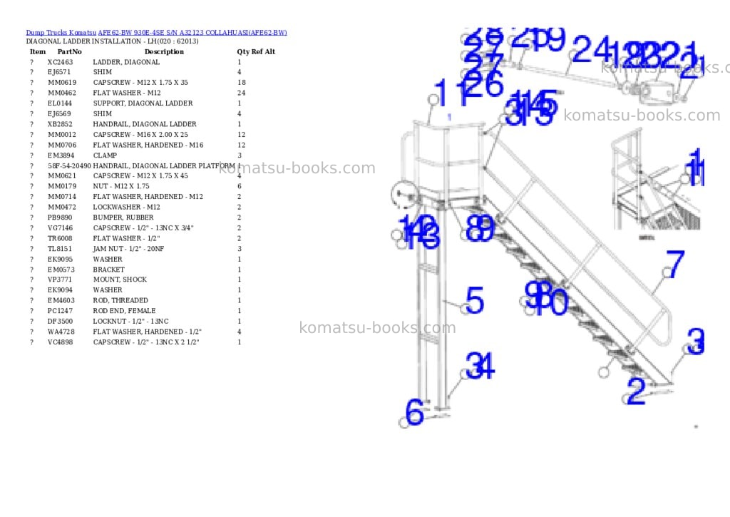 Komatsu AFE62-BW 930E-4SE S/N A32123 COLLAHUASI Parts catalog cover Page 10 Komatsu AFE62-BW 930E-4SE S/N A32123 COLLAHUASI Parts catalog cover Page 10