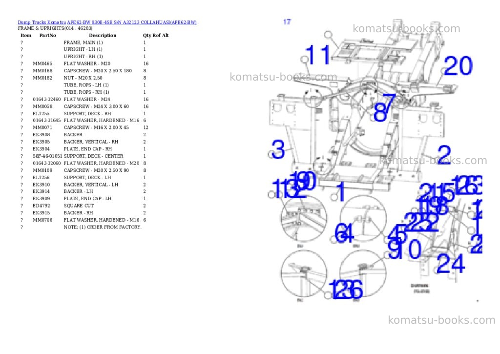 Komatsu AFE62-BW 930E-4SE S/N A32123 COLLAHUASI Parts catalog cover Page 7 Komatsu AFE62-BW 930E-4SE S/N A32123 COLLAHUASI Parts catalog cover Page 7