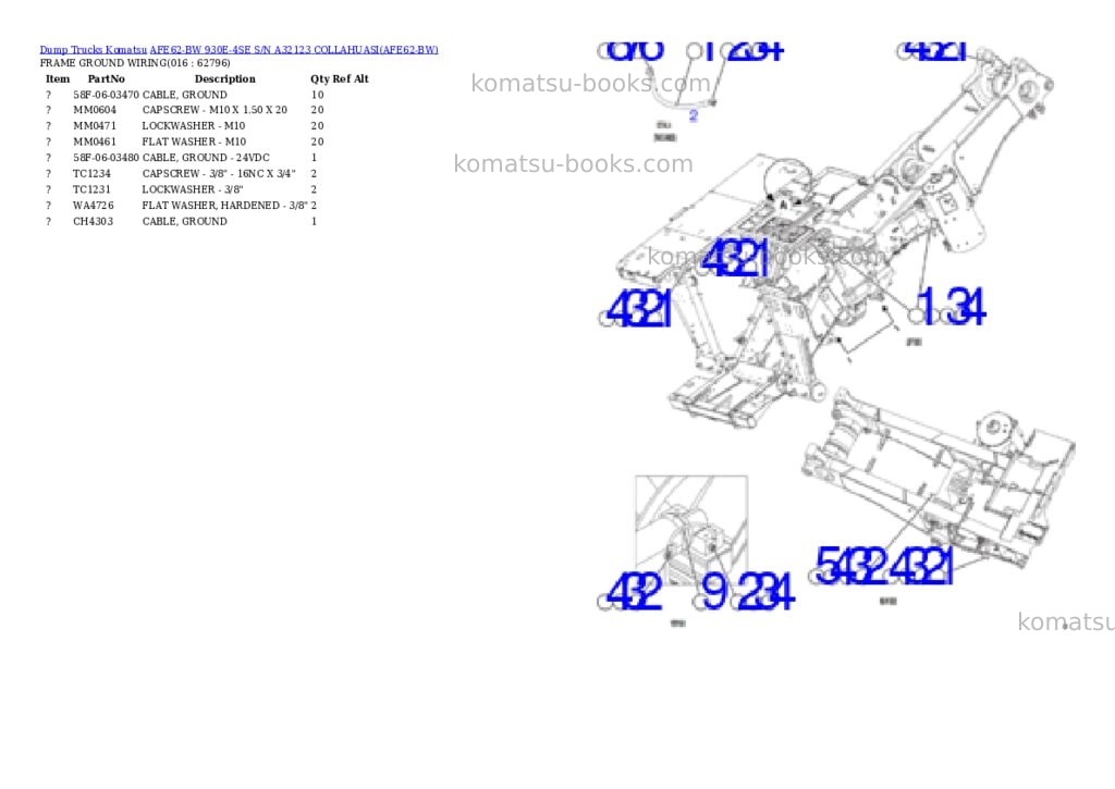 Komatsu AFE62-BW 930E-4SE S/N A32123 COLLAHUASI Parts catalog cover Page 8 Komatsu AFE62-BW 930E-4SE S/N A32123 COLLAHUASI Parts catalog cover Page 8