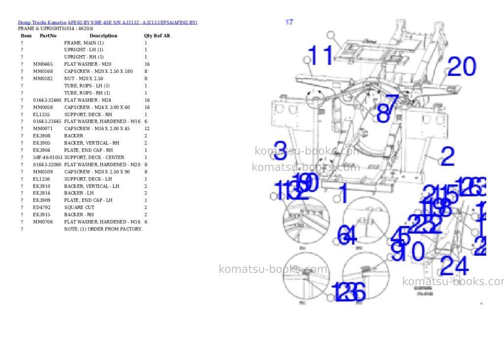 Komatsu AFE62-BY 930E-4SE S/N A32132 - A32133 EPSA Parts catalog cover Page 7