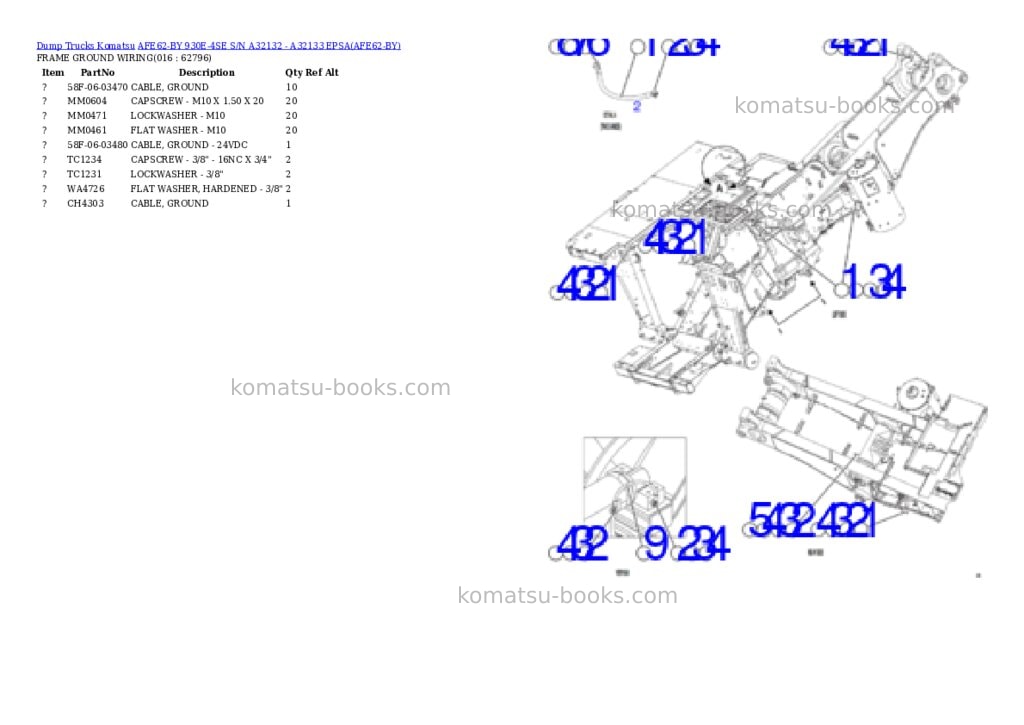 Komatsu AFE62-BY 930E-4SE S/N A32132 - A32133 EPSA Parts catalog cover Page 8
