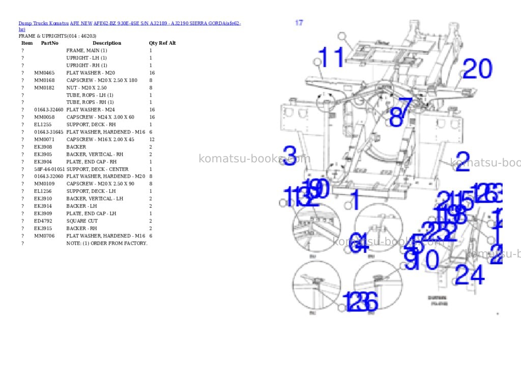 Komatsu AFE62-BZ 930E-4SE S/N A32189 - A32190 SIERRA GORDA Parts catalog cover Page 7