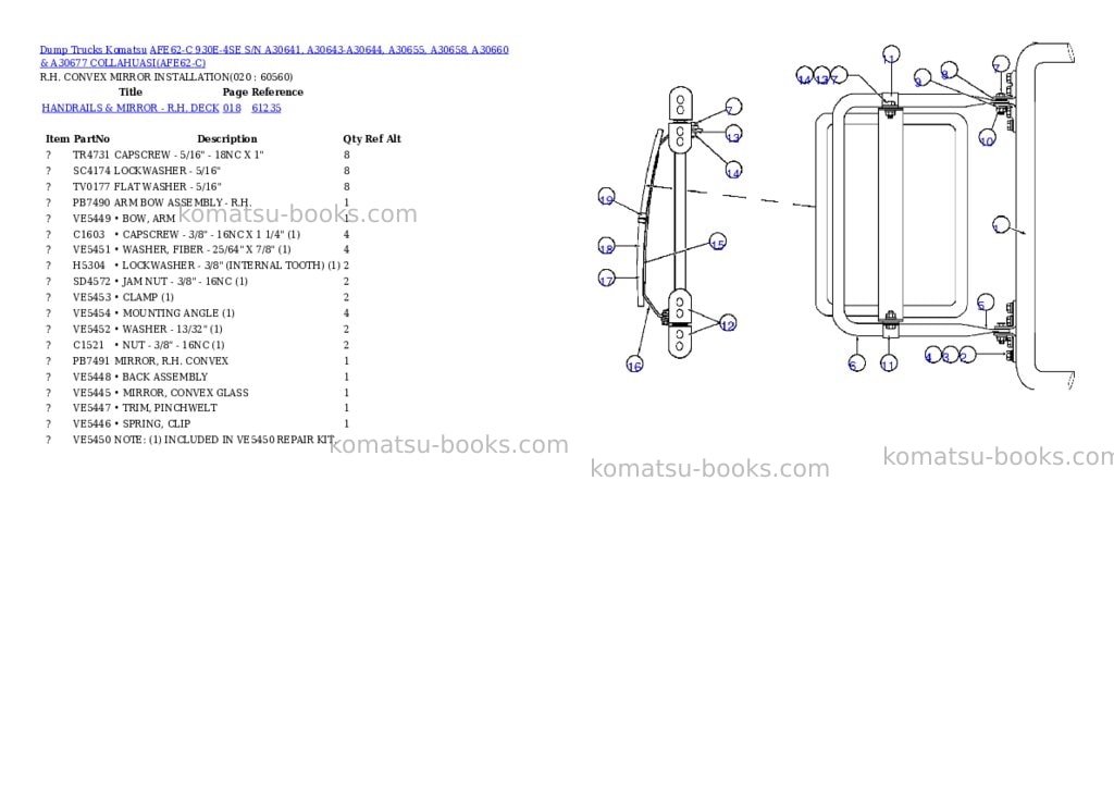 Komatsu afe62-c 930e-4se s/n a30641, a30643-a30644, a30655, a30658, a30660 & a30677 collahuasi Parts catalog cover Page 10 Komatsu afe62-c 930e-4se s/n a30641, a30643-a30644, a30655, a30658, a30660 & a30677 collahuasi Parts catalog cover Page 10