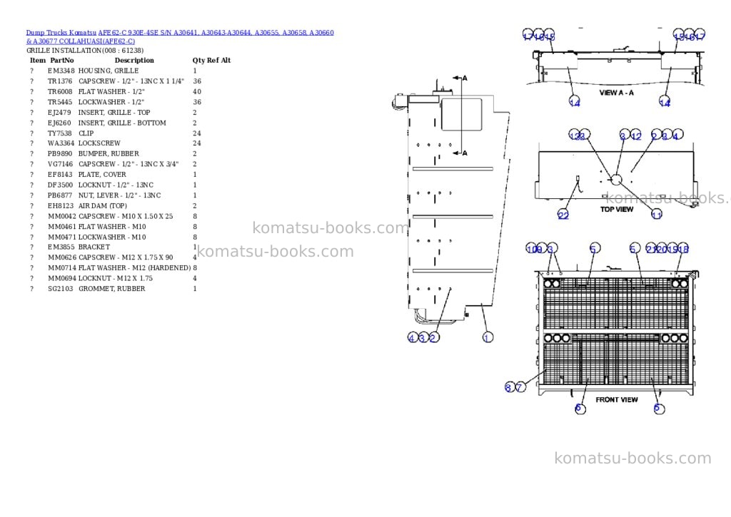 Komatsu afe62-c 930e-4se s/n a30641, a30643-a30644, a30655, a30658, a30660 & a30677 collahuasi Parts catalog cover Page 4 Komatsu afe62-c 930e-4se s/n a30641, a30643-a30644, a30655, a30658, a30660 & a30677 collahuasi Parts catalog cover Page 4