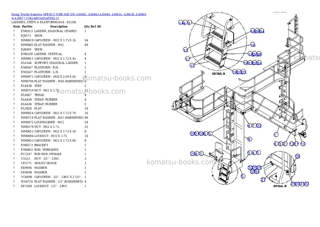 Komatsu afe62-c 930e-4se s/n a30641, a30643-a30644, a30655, a30658, a30660 & a30677 collahuasi Parts catalog cover Page 7 Komatsu afe62-c 930e-4se s/n a30641, a30643-a30644, a30655, a30658, a30660 & a30677 collahuasi Parts catalog cover Page 7
