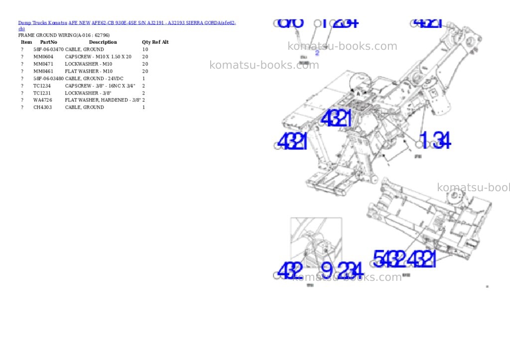 Komatsu AFE62-CB 930E-4SE S/N A32191 - A32193 SIERRA GORDA Parts catalog cover Page 8 Komatsu AFE62-CB 930E-4SE S/N A32191 - A32193 SIERRA GORDA Parts catalog cover Page 8