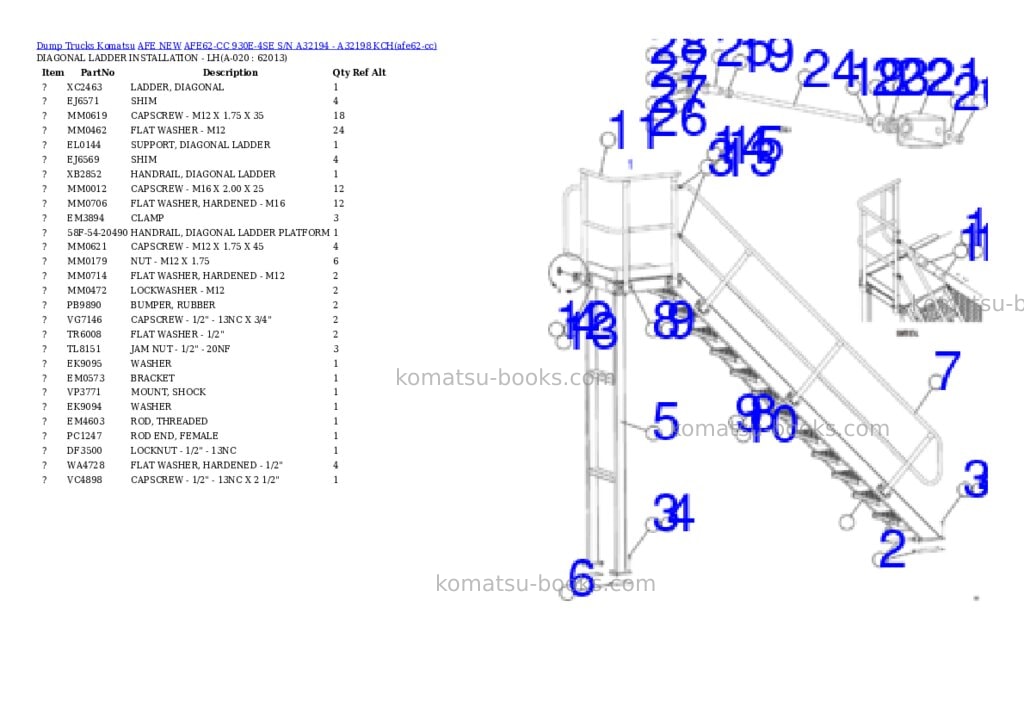 Komatsu AFE62-CC 930E-4SE S/N A32194 - A32198 KCH Parts catalog cover Page 10 Komatsu AFE62-CC 930E-4SE S/N A32194 - A32198 KCH Parts catalog cover Page 10