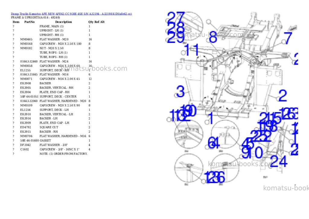Komatsu AFE62-CC 930E-4SE S/N A32194 - A32198 KCH Parts catalog cover Page 7 Komatsu AFE62-CC 930E-4SE S/N A32194 - A32198 KCH Parts catalog cover Page 7