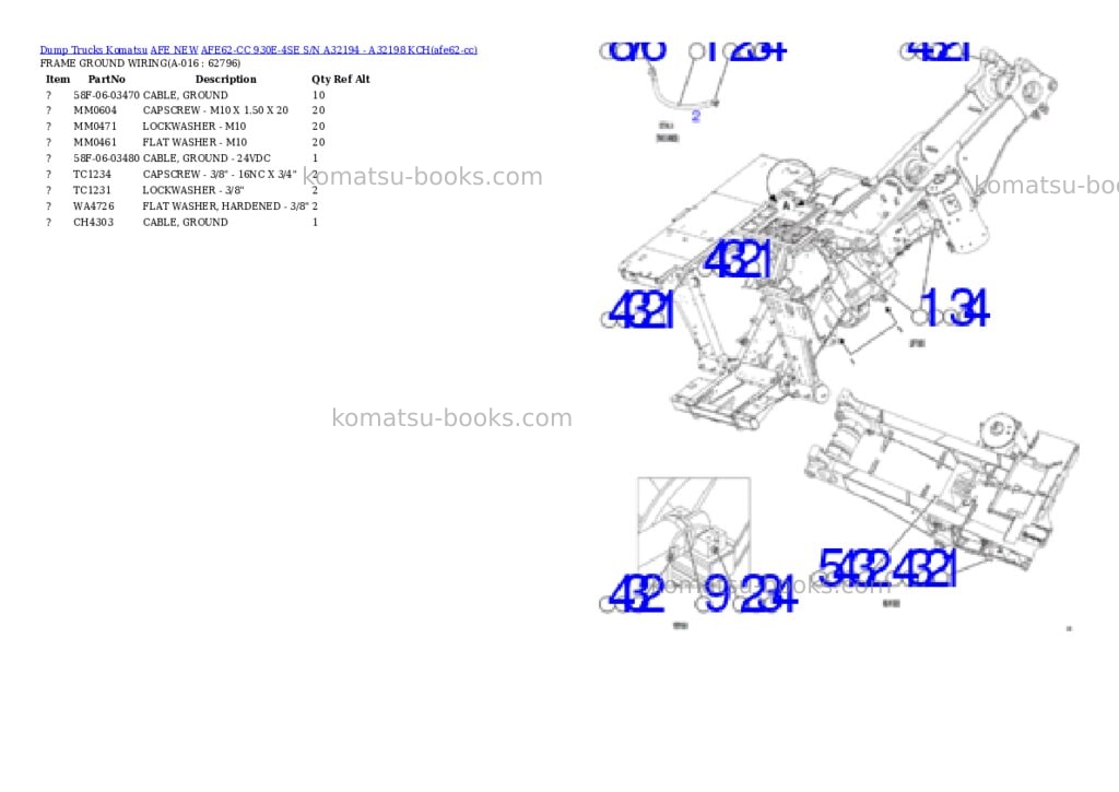 Komatsu AFE62-CC 930E-4SE S/N A32194 - A32198 KCH Parts catalog cover Page 8 Komatsu AFE62-CC 930E-4SE S/N A32194 - A32198 KCH Parts catalog cover Page 8