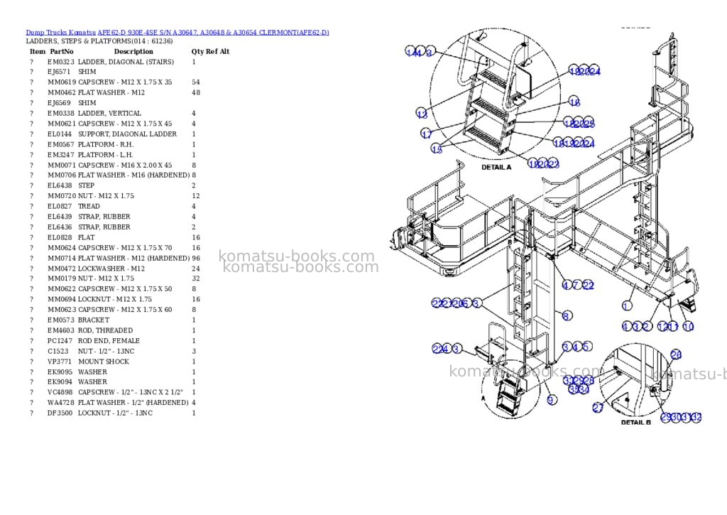 Komatsu afe62-d 930e-4se s/n a30647, a30648 & a30654 clermont Parts catalog cover Page 3