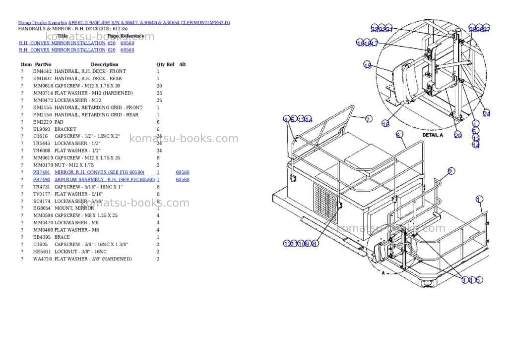 Komatsu afe62-d 930e-4se s/n a30647, a30648 & a30654 clermont Parts catalog cover Page 5