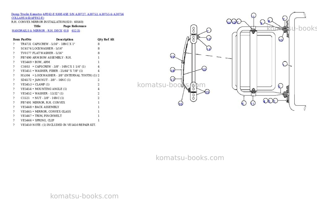 Komatsu afe62-e 930e-4se s/n a30727, a30753, a30755 & a30756 collahuasi Parts catalog cover Page 10 Komatsu afe62-e 930e-4se s/n a30727, a30753, a30755 & a30756 collahuasi Parts catalog cover Page 10
