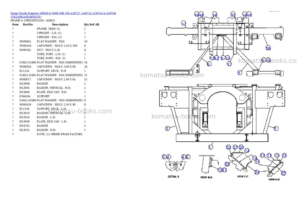 Komatsu afe62-e 930e-4se s/n a30727, a30753, a30755 & a30756 collahuasi Parts catalog cover Page 5 Komatsu afe62-e 930e-4se s/n a30727, a30753, a30755 & a30756 collahuasi Parts catalog cover Page 5