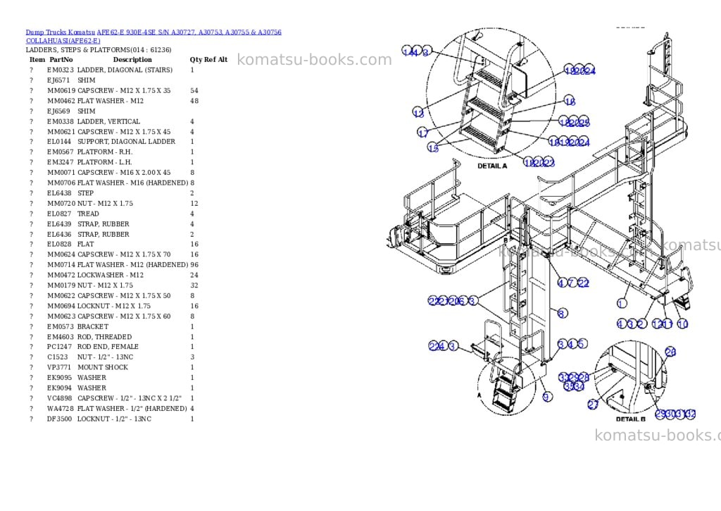 Komatsu afe62-e 930e-4se s/n a30727, a30753, a30755 & a30756 collahuasi Parts catalog cover Page 7 Komatsu afe62-e 930e-4se s/n a30727, a30753, a30755 & a30756 collahuasi Parts catalog cover Page 7