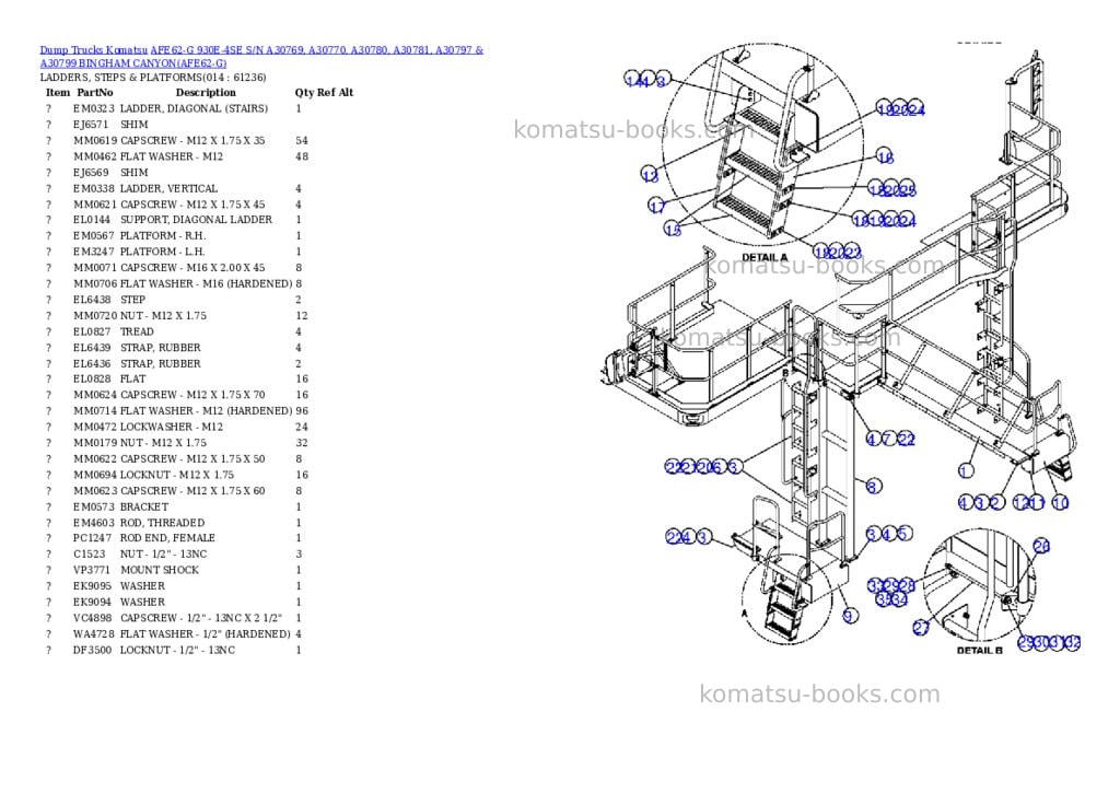 Komatsu afe62-g 930e-4se s/n a30769, a30770, a30780, a30781, a30797 & a30799 bingham canyon Parts catalog cover Page 7