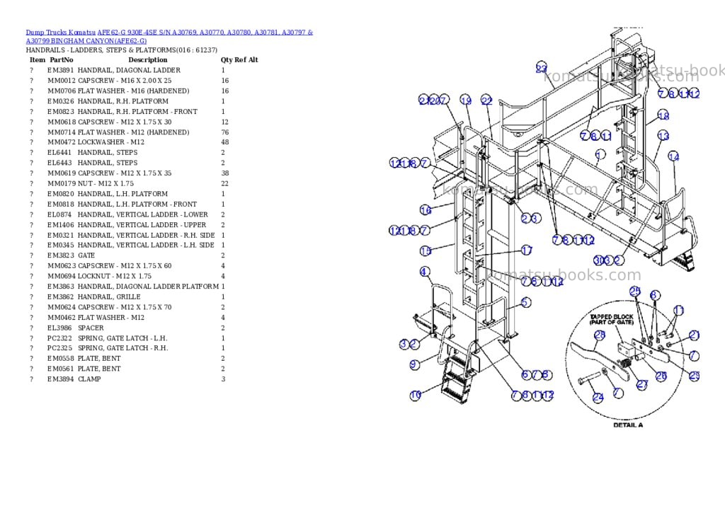Komatsu afe62-g 930e-4se s/n a30769, a30770, a30780, a30781, a30797 & a30799 bingham canyon Parts catalog cover Page 8