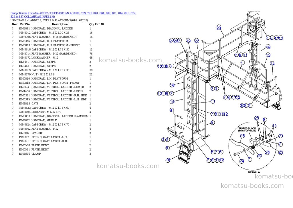 Komatsu afe62-h 930e-4se s/n a30786, 789, 791, 801, 804, 807, 811, 814, 825, 827, 829 & 837 collahuasi Parts catalog cover Page 8