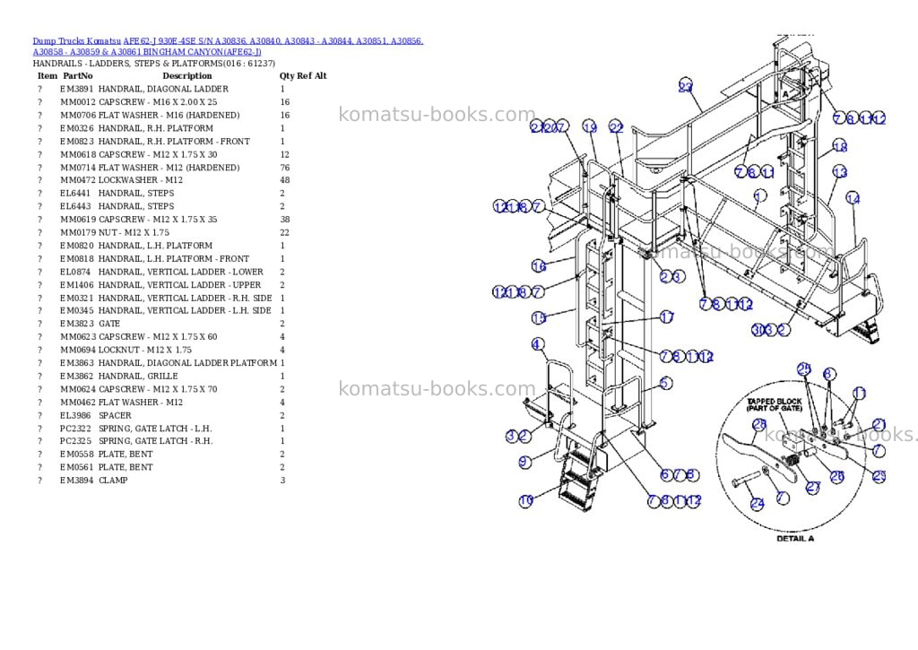 Komatsu afe62-j 930e-4se s/n a30836, a30840, a30843 - a30844, a30851, a30856, a30858 - a30859 & a30861 bingham canyon Parts catalog cover Page 8
