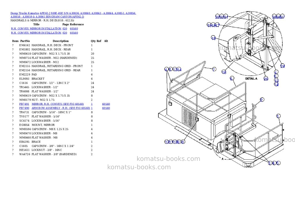 Komatsu afe62-j 930e-4se s/n a30836, a30840, a30843 - a30844, a30851, a30856, a30858 - a30859 & a30861 bingham canyon Parts catalog cover Page 9