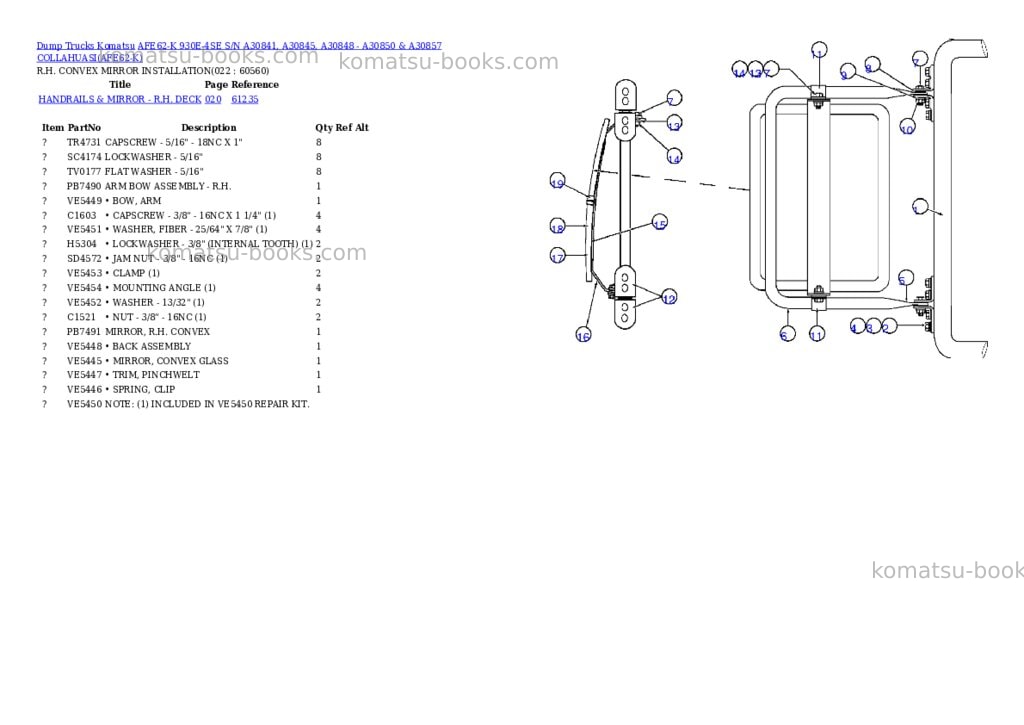 Komatsu afe62-k 930e-4se s/n a30841, a30845, a30848 - a30850 & a30857 collahuasi Parts catalog cover Page 10 Komatsu afe62-k 930e-4se s/n a30841, a30845, a30848 - a30850 & a30857 collahuasi Parts catalog cover Page 10