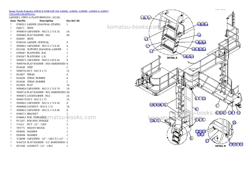 Komatsu afe62-k 930e-4se s/n a30841, a30845, a30848 - a30850 & a30857 collahuasi Parts catalog cover Page 7 Komatsu afe62-k 930e-4se s/n a30841, a30845, a30848 - a30850 & a30857 collahuasi Parts catalog cover Page 7