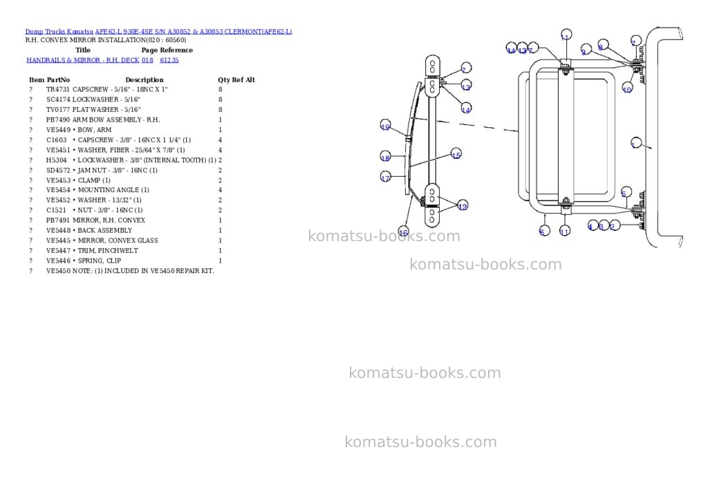 Komatsu afe62-l 930e-4se s/n a30852 & a30853 clermont Parts catalog cover Page 10 Komatsu afe62-l 930e-4se s/n a30852 & a30853 clermont Parts catalog cover Page 10