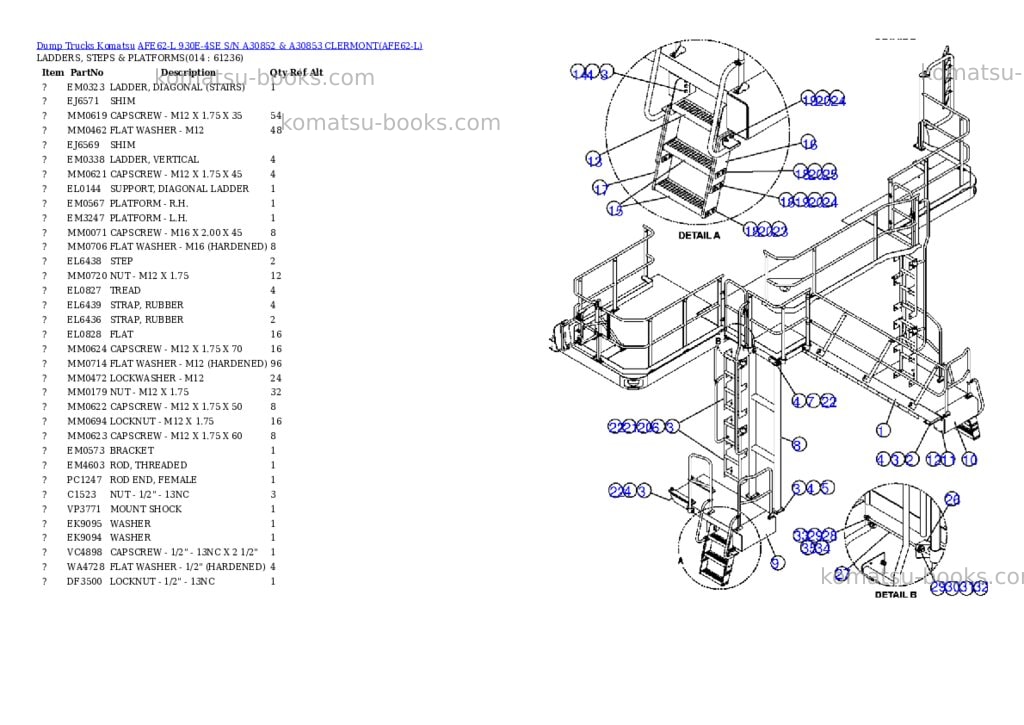 Komatsu afe62-l 930e-4se s/n a30852 & a30853 clermont Parts catalog cover Page 7 Komatsu afe62-l 930e-4se s/n a30852 & a30853 clermont Parts catalog cover Page 7