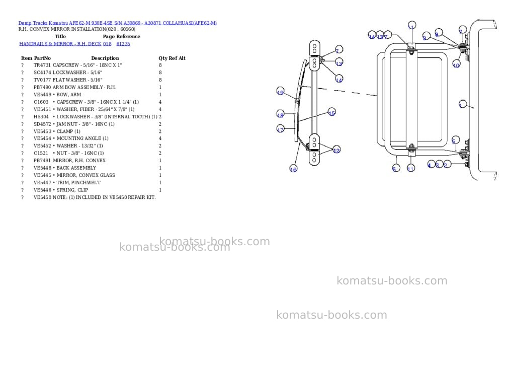 Komatsu afe62-m 930e-4se s/n a30869 - a30871 collahuasi Parts catalog cover Page 10