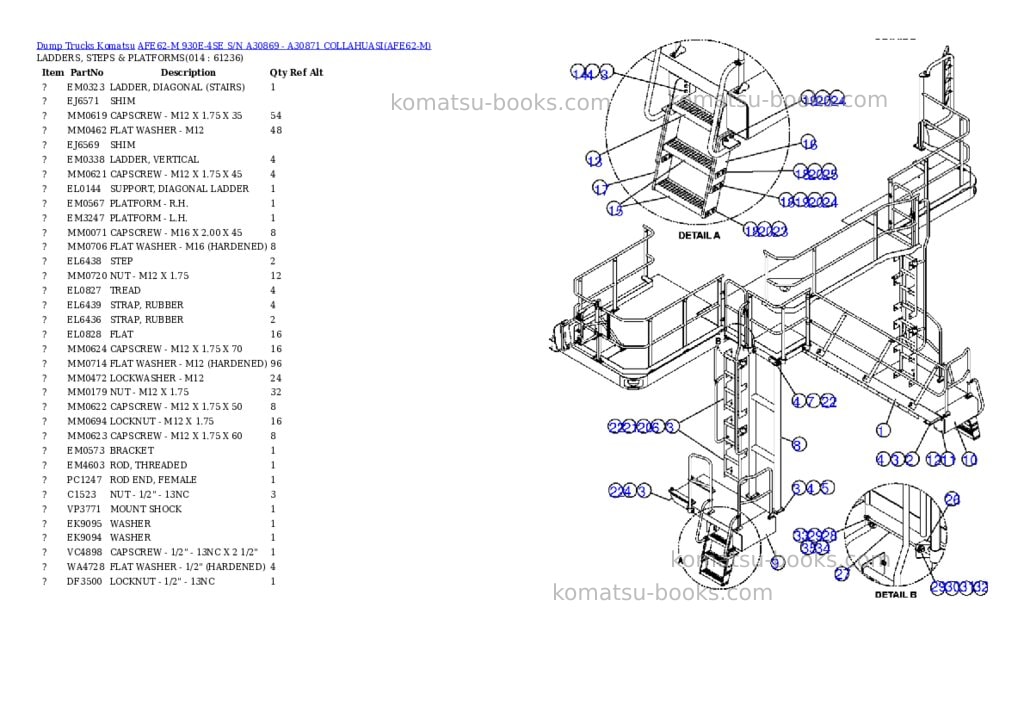 Komatsu afe62-m 930e-4se s/n a30869 - a30871 collahuasi Parts catalog cover Page 7