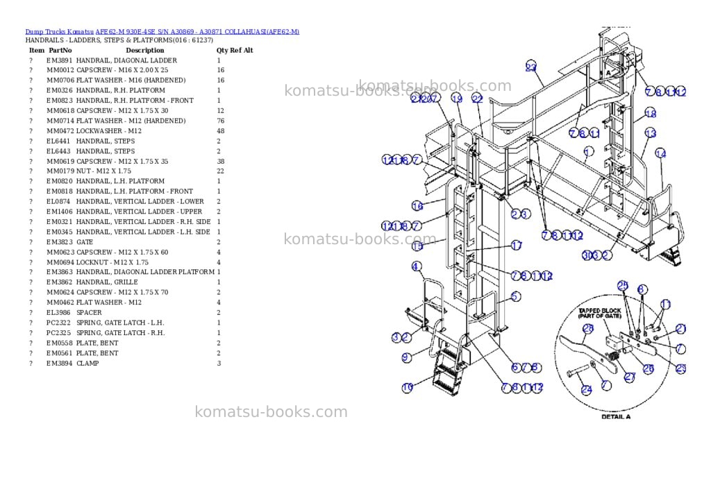 Komatsu afe62-m 930e-4se s/n a30869 - a30871 collahuasi Parts catalog cover Page 8