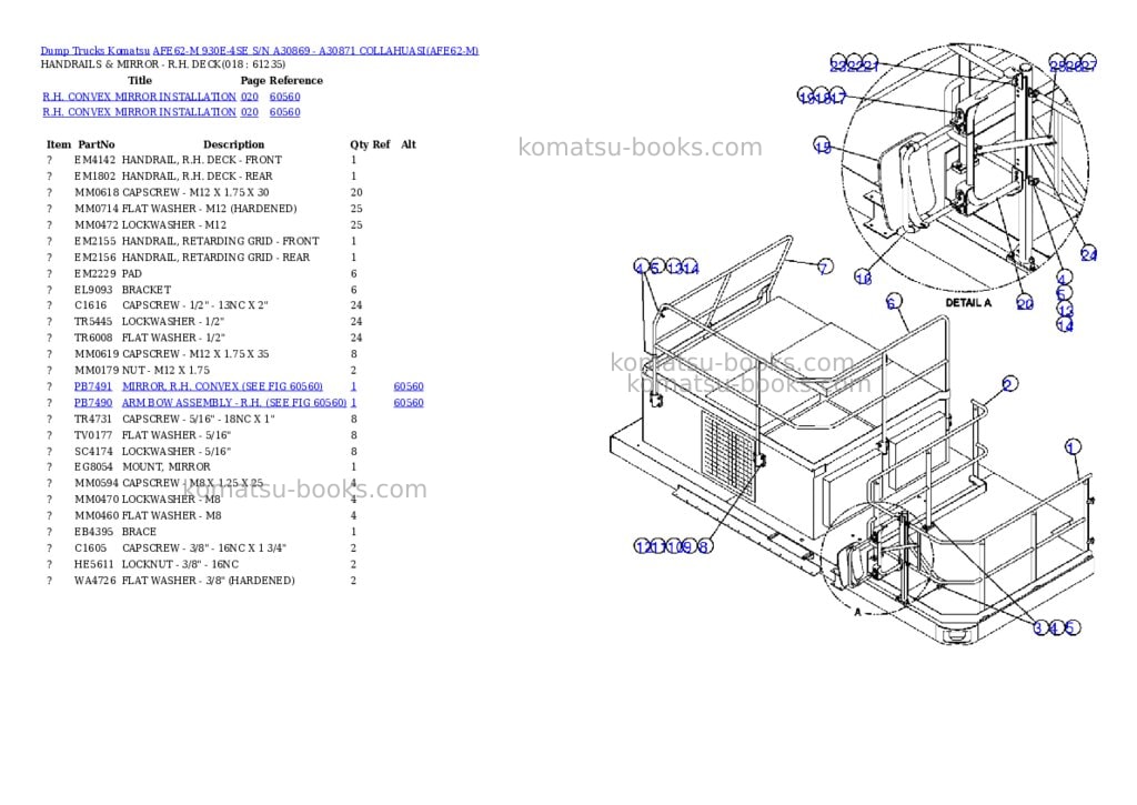 Komatsu afe62-m 930e-4se s/n a30869 - a30871 collahuasi Parts catalog cover Page 9