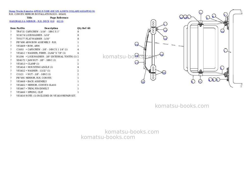 Komatsu afe62-n 930e-4se s/n a30876 collahuasi Parts catalog cover Page 10