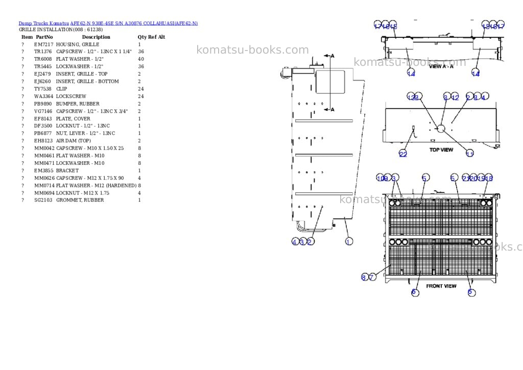 Komatsu afe62-n 930e-4se s/n a30876 collahuasi Parts catalog cover Page 4