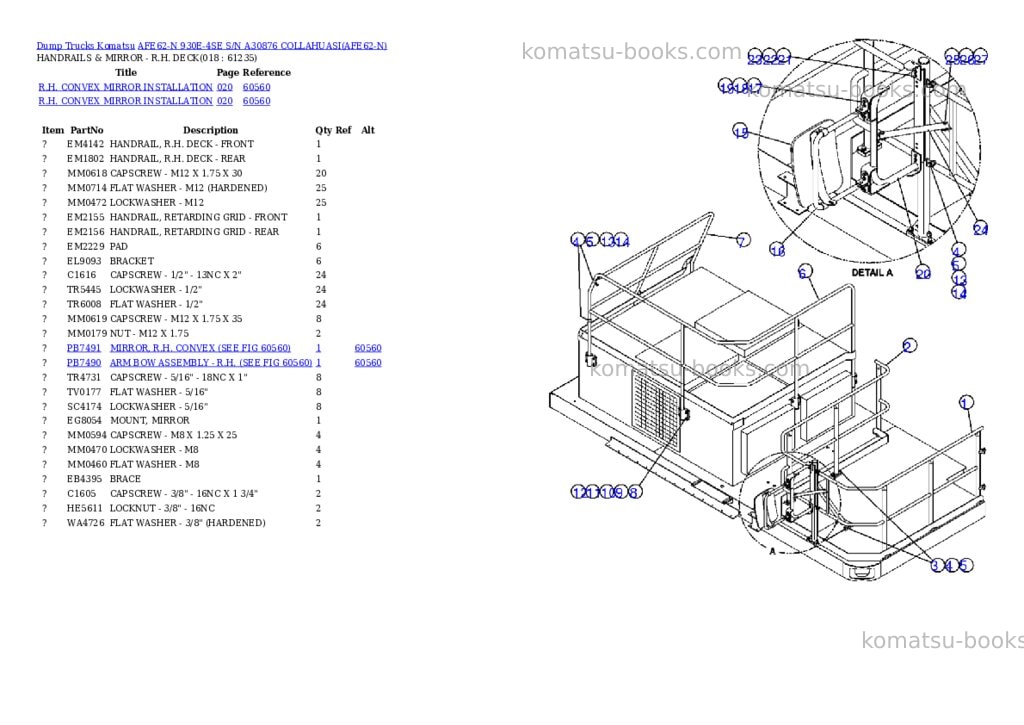 Komatsu afe62-n 930e-4se s/n a30876 collahuasi Parts catalog cover Page 9