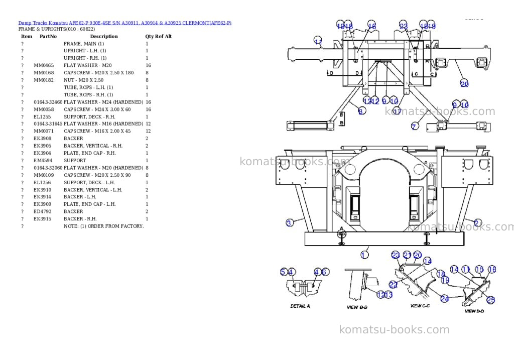 Komatsu afe62-p 930e-4se s/n a30911, a30914 & a30925 clermont Parts catalog cover Page 5 Komatsu afe62-p 930e-4se s/n a30911, a30914 & a30925 clermont Parts catalog cover Page 5