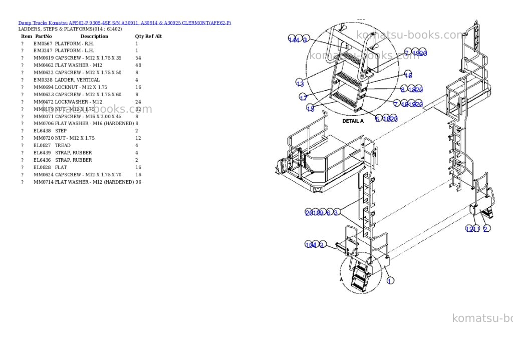 Komatsu afe62-p 930e-4se s/n a30911, a30914 & a30925 clermont Parts catalog cover Page 7 Komatsu afe62-p 930e-4se s/n a30911, a30914 & a30925 clermont Parts catalog cover Page 7