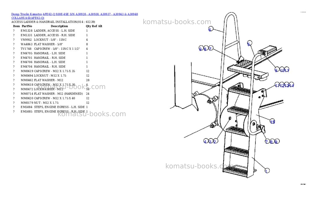 Komatsu afe62-q 930e-4se s/n a30928 - a30930, a30937 - a30943 & a30948 collahuasi Parts catalog cover Page 7 Komatsu afe62-q 930e-4se s/n a30928 - a30930, a30937 - a30943 & a30948 collahuasi Parts catalog cover Page 7