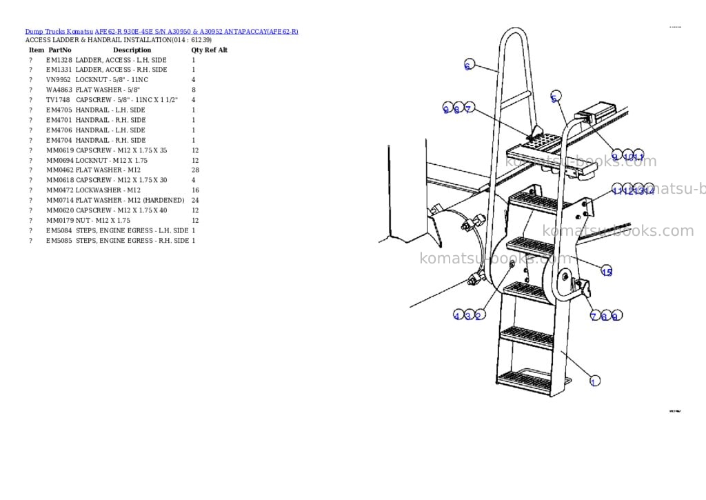 Komatsu afe62-r 930e-4se s/n a30950 & a30952 antapaccay Parts catalog cover Page 7 Komatsu afe62-r 930e-4se s/n a30950 & a30952 antapaccay Parts catalog cover Page 7