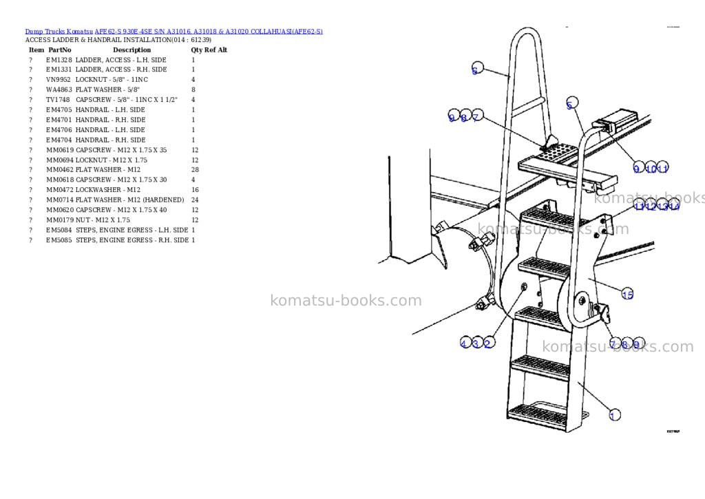 Komatsu afe62-s 930e-4se s/n a31016, a31018 & a31020 collahuasi Parts catalog cover Page 7 Komatsu afe62-s 930e-4se s/n a31016, a31018 & a31020 collahuasi Parts catalog cover Page 7