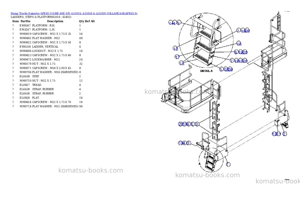 Komatsu afe62-s 930e-4se s/n a31016, a31018 & a31020 collahuasi Parts catalog cover Page 8 Komatsu afe62-s 930e-4se s/n a31016, a31018 & a31020 collahuasi Parts catalog cover Page 8